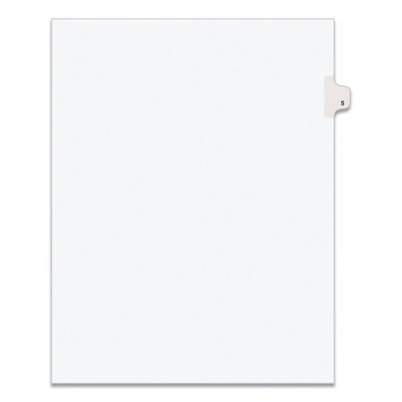 AVERY DENNISON Numerical Index Tab 8-1/2 x 11", #5, White, PK25 11915